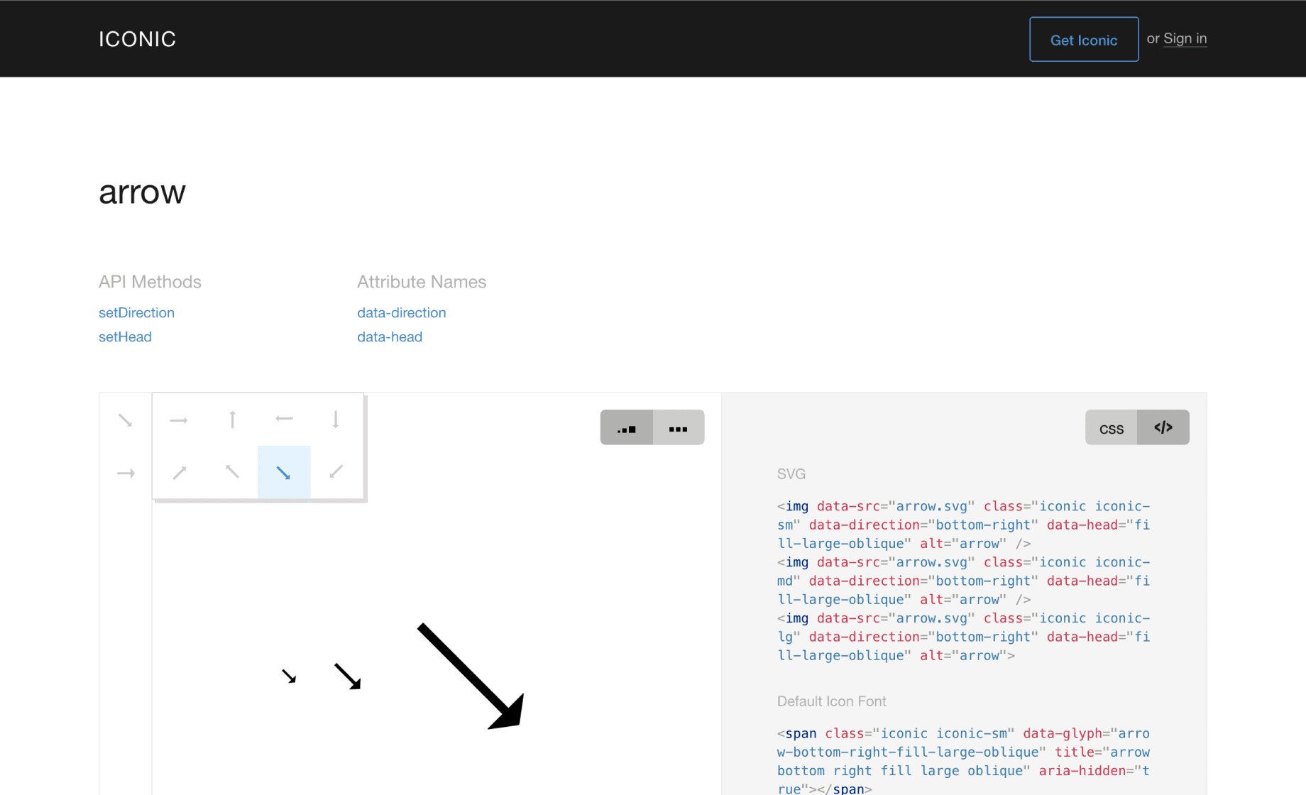 Icon page